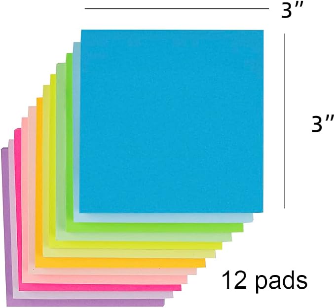 Sticky Notes 3x3 Inches, Bright Colors Self-Stick Pads - Image 2