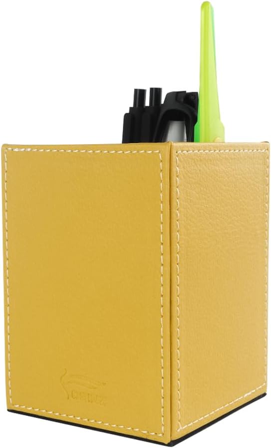 Pen Pencil Holder Cup Container PU Leather Desk Organizer Stand Decor Brush - Image 2