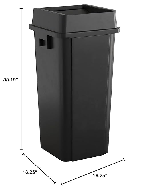 23 Gallon Black Square Commercial Trash Can with Lid-DeskLoop Office
