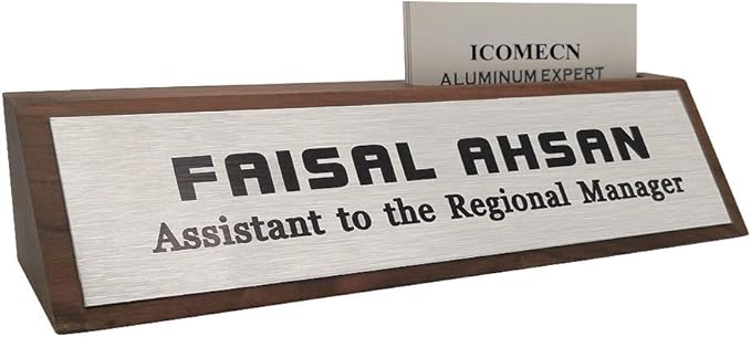 Personalized Business Desk Name Plate with Card Holder Custom Desk Nameplate Support Adding Logo 2" x 8"-DeskLoop Office