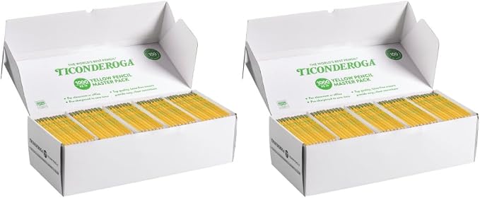 Ticonderoga Wood-Cased Pencils, Pre-Sharpened, 2 HB Soft, 2000 Pencils Total by Ticonderoga