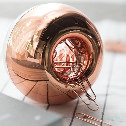 Rose Gold Paper Clip Holder Medium Holographic Paper Clips Dispenser 100pcs - Image 2