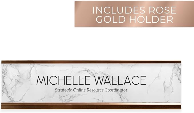 Personalized White Marble Desk Plate / 2" x 8" Custom Office Desk Sign/Elegant - Image 2