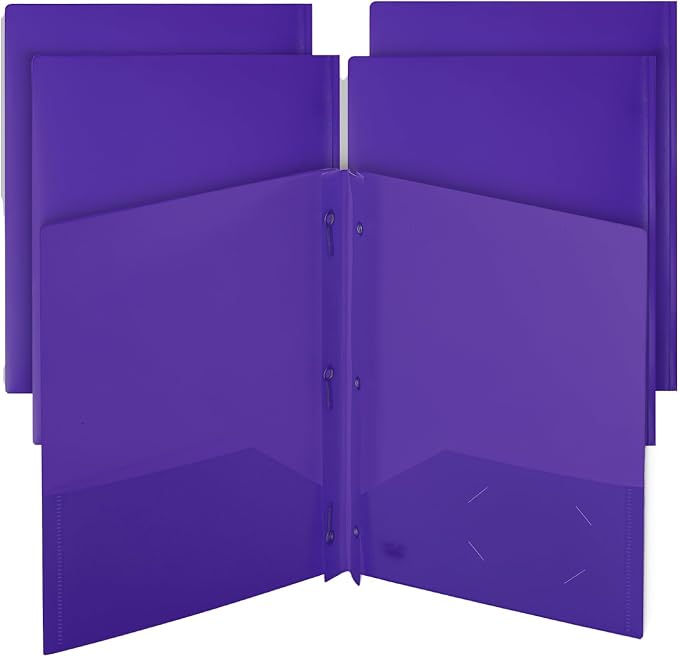 Mr. Pen- Plastic Folders with Pockets and Prongs, 5 Pack, Letter Size | Pocket by MrPen