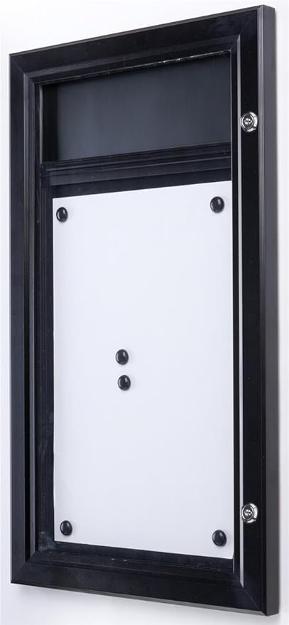 Weather Resistant, Magnetic Surface, Bulletin Board with Swing-Open Locking Door, Wall Mounted, Matte Black Finish Aluminum Frame, with Header, for Indoor Or Outdoor Use-DeskLoop Office