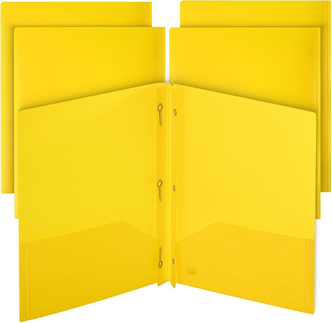 Mr. Pen- Plastic Folders with Pockets and Prongs, 5 Pack, Letter Size | Pocket by MrPen