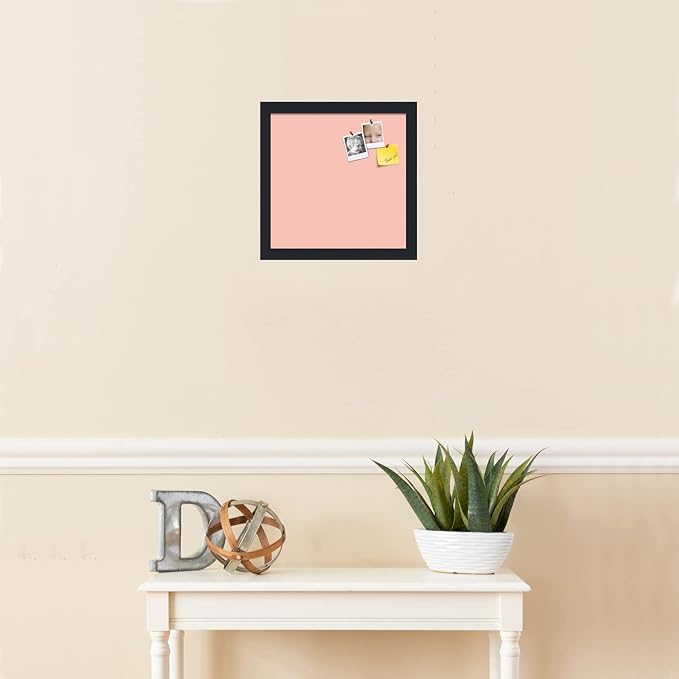 PinPix 12x12 Inch Cork Bulletin Board. This Decorative Framed Pin Board Comes with Pink Pastel Design and a Satin Black Frame. Ideal for Home Office Decor or Message Board (PinPix-1813)-DeskLoop Office