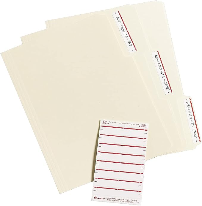 Avery 05201 Print or Write File Folder Labels, 1/3 Cut, Dark Red Bar - Image 4