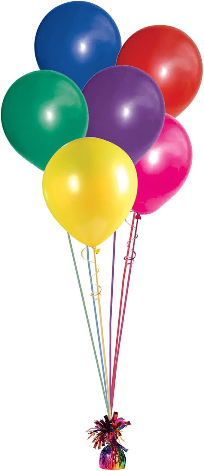 Beistle 6 Piece Rainbow Metallic Plastic Wrapped Balloon Weights - Image 6