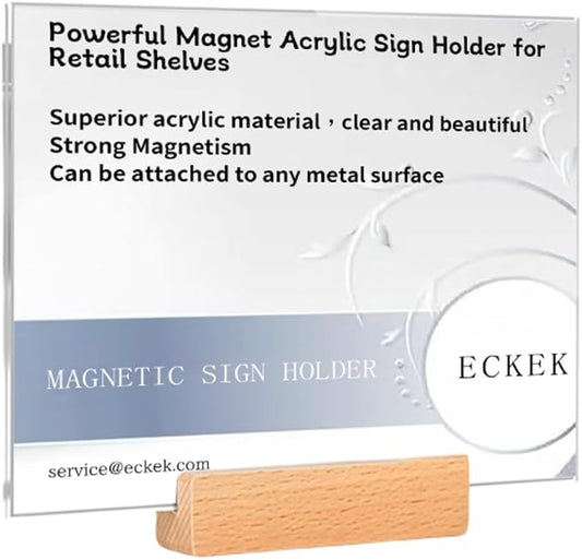 ECKEK Magnetic Sign Holder Grip Holder, Powerful Magnet, Acrylic Sign Holder by ECKEK