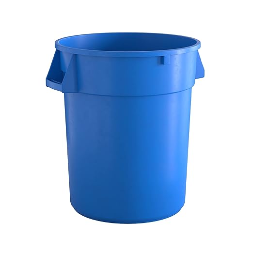 32 Gallon Blue Round Commercial Trash Can-DeskLoop Office