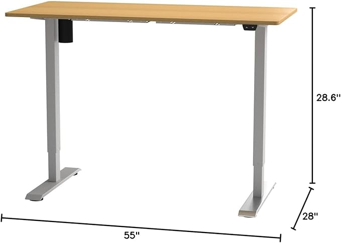 FLEXISPOT EN1 One-Piece Standing Desk 55 x 28 Inch Electric Adjustable Height Desk for Home Office and Computer Workstation (White Frame + 55" Maple Top, 2 Packages)-DeskLoop Office