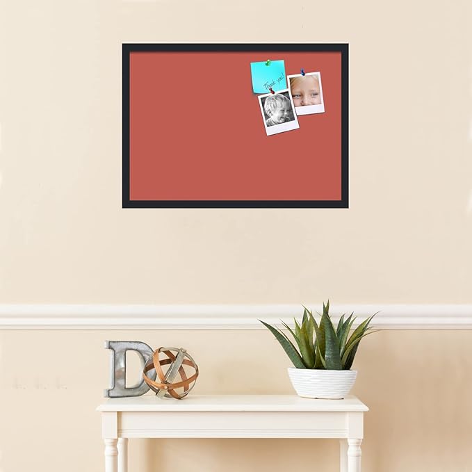 PinPix 27x19 Inch Cork Bulletin Board. This Decorative Framed Pin Board Comes with Crimson Pastel Design and a Satin Black Frame. Ideal for Home Office Decor or Message Board (PinPix-1807)-DeskLoop Office