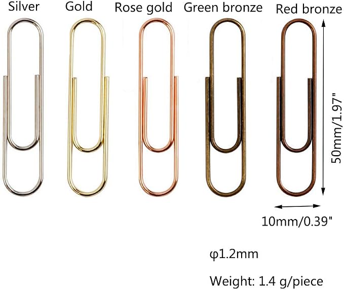 50 Pieces 50 mm Metal Paper Clips - Image 2