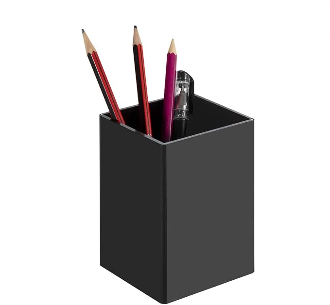 NIUBEE Black Acrylic Pen Holder 2 Pack, Desktop Pencil Cup Stationery Organizer - Image 7