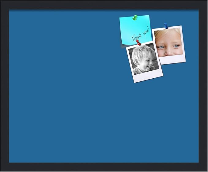 PinPix 21x17 Inch Cork Bulletin Board. This Decorative Framed Pin Board Comes with Navy Pastel Design and a Satin Black Frame. Ideal for Home Office Decor or Message Board (PinPix-1811)-DeskLoop Office