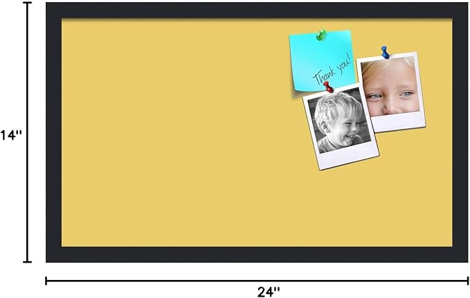 PinPix 24x14 Inch Cork Bulletin Board. This Decorative Framed Pin Board Comes with Honey Pastel Design and a Satin Black Frame. Ideal for Home Office Decor or Message Board (PinPix-1810)-DeskLoop Office