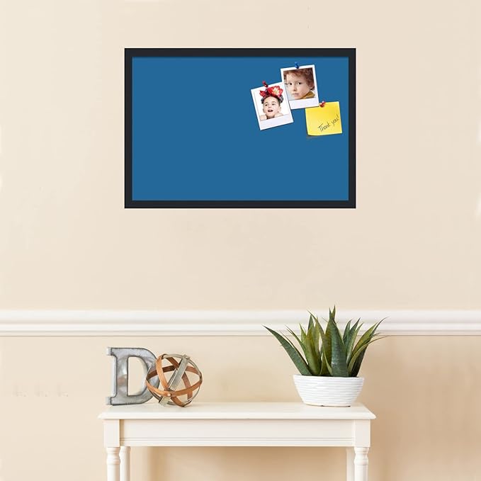 PinPix 27x18 Inch Cork Bulletin Board. This Decorative Framed Pin Board Comes with Navy Pastel Design and a Satin Black Frame. Ideal for Home Office Decor or Message Board (PinPix-1811)-DeskLoop Office