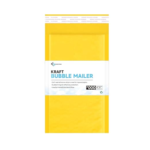 Kkbestpack Kraft Paper Bubble Mailers #000, 4x8 Inch Self-Seal Padded Mailing by KKBESTPACK