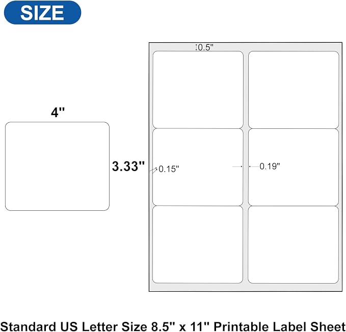 3 1/3" x 4" Shipping Address Label 100 Sheets 600 Mailing Labels - Image 2