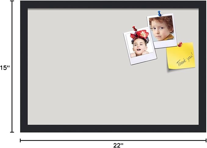 PinPix 22x15 Inch Cork Bulletin Board. This Decorative Framed Pin Board Comes with Light Stone Design and a Satin Black Frame. Ideal for Home Office Decor or Message Board (PinPix-1809)-DeskLoop Office