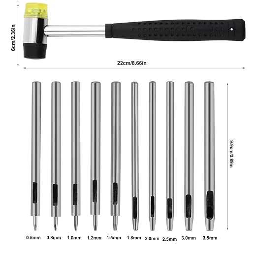 10 Pcs Leather Hole Punch Tool Set, 0.5mm-3.5mm Round Belt Hole Puncher - Image 2