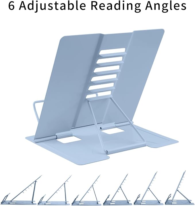 MSDADA Desk Book Stand Metal Reading Rest Book Holder Adjustable Cookbook - Image 5