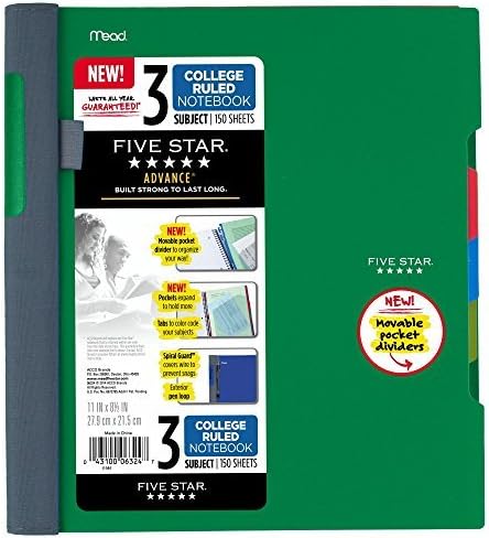 Five Star Advance Spiral Notebook + Study App, 3 Subject, College Ruled Paper by FiveStar