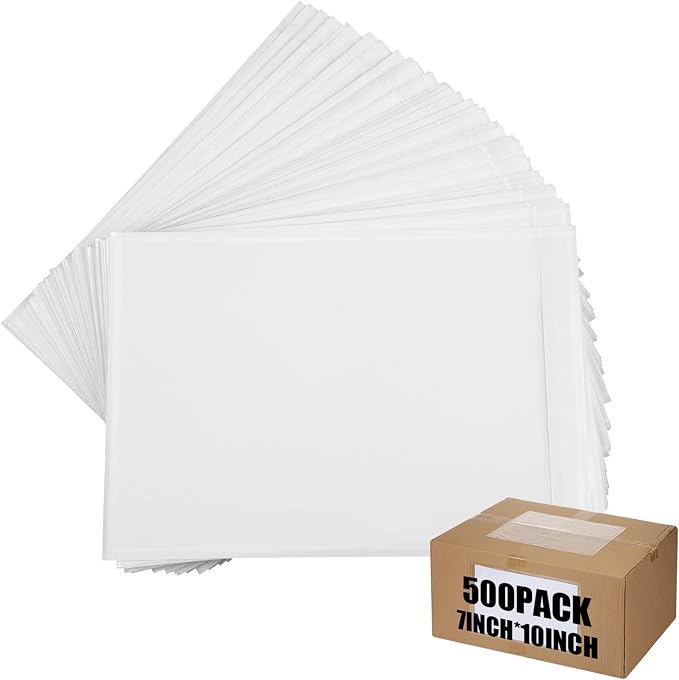 Geetery 500 Pcs 7"x10" Packing List Envelopes Clear Self-Adhesive Shipping by Geetery