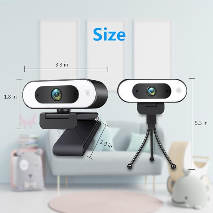 1080P USB Camera for Switch 2/ PC, Ring Light & 3-Level Brightness - Streaming Camera with Built-in Mic, Tripod & Plug&Play for Zoom/Skype/Facetime, PC/Mac/Laptop-DeskLoop Office