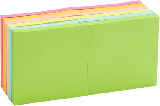 Amazon Basics Sticky Notes, 3x3 Inches, Assorted Colors Self-Stick Pads, Easy to Post for Home, Office, Notebook, 70 sheets/Pad, Pack of 12-DeskLoop Office