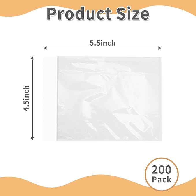 4.5" x 5.5" Shipping Label Sleeves Plastic Envelopess Self-Adhesive Top Loading - Image 2