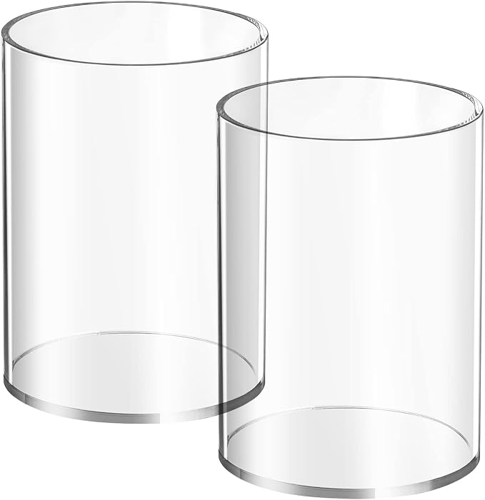 Mototo 2 Pieces Clear Acrylic Pen Holder Round & Pencil Cup Clear Makeup Bush by MOTOTO