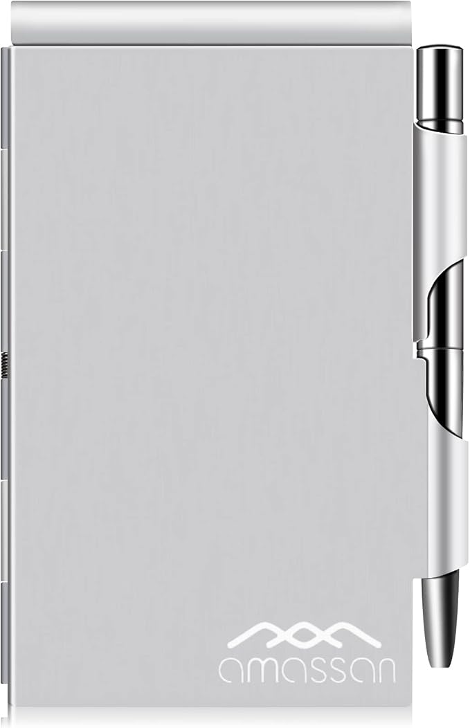 amassan Metal Pocket Notebook, Portable Small Pocket Notepad Aluminum Note Case by AMASSAN