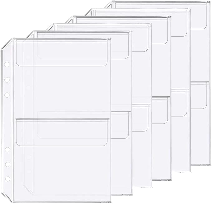 6 Pack A5 6 Holes Binder 2 Pockets Plastic Binder Folders Waterproof 6 Holes by Zelten