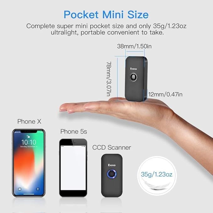 Eyoyo Wireless 1D CCD Barcode Scanner Bluetooth, 2.4G Wireless & Wired 3-in-1 Bar Code Scanner Portable USB 1D ISBN Book Reader, Compatible with Tablet iPhone iPad Android Windows Mac OS-DeskLoop Office
