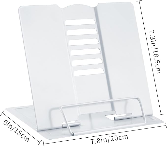 MSDADA Desk Book Stand Metal Reading Rest Book Holder Adjustable Cookbook - Image 4