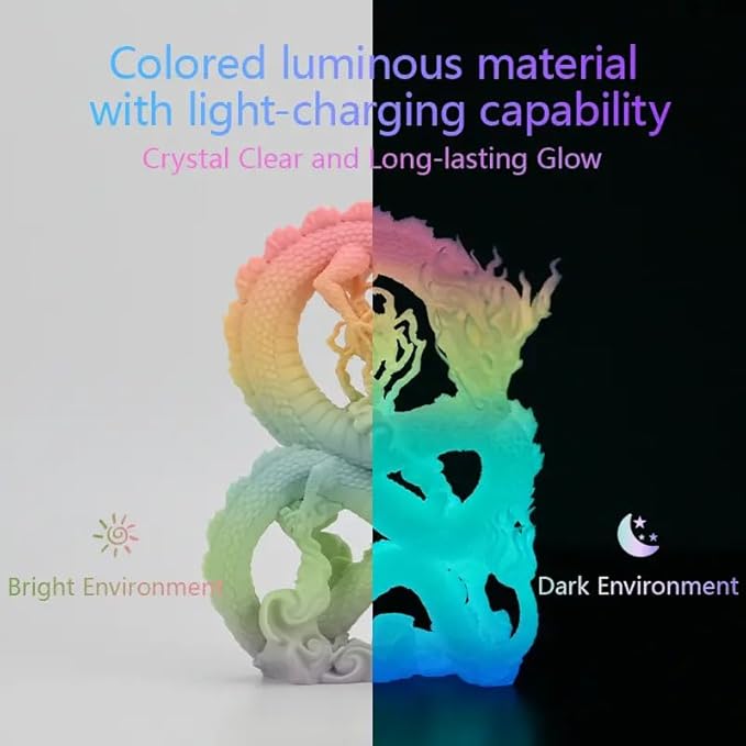 FLASHFORGE Glow in The Dark Rapid PLA Filament 1.75mm, Luminous Melody Fast Color Change Multicolored Rainbow Filament, Max 500mm/s High-Speed Printing, High Brightness and Long-lasting Glowing Effect-DeskLoop Office