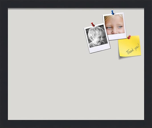 PinPix 17x14 Inch Cork Bulletin Board. This Decorative Framed Pin Board Comes with Light Stone Design and a Satin Black Frame. Ideal for Home Office Decor or Message Board (PinPix-1809)-DeskLoop Office