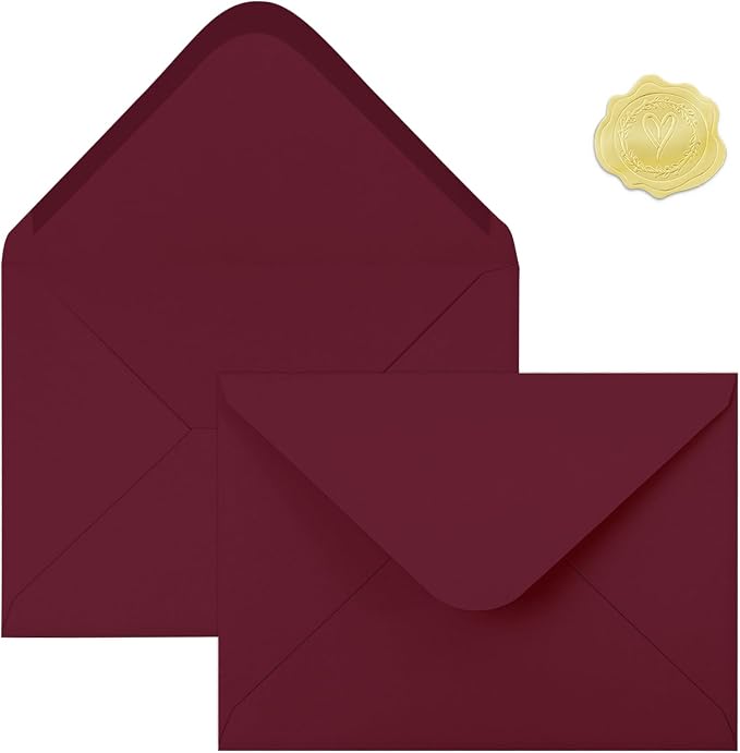 50 PCS Burgundy Colorful A7 Envelopes by YINUOYOUJIA