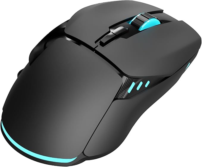 FIRSTBLOOD ONLY GAME. AJ039 2.4G Wireless/Bluetooth 5.1/ Wired Gaming Mouse, 96g Lightweight, 4800 DPI, Ergonomic LED Backlit USB Gamer Mice Computer Laptop PC, for Windows Mac Linux OS, Black-DeskLoop Office