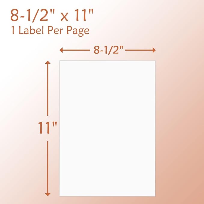 9527 Product 100 Sheets Sticker Labels 8-1/2" x 11" Shipping Address Labels - Image 4