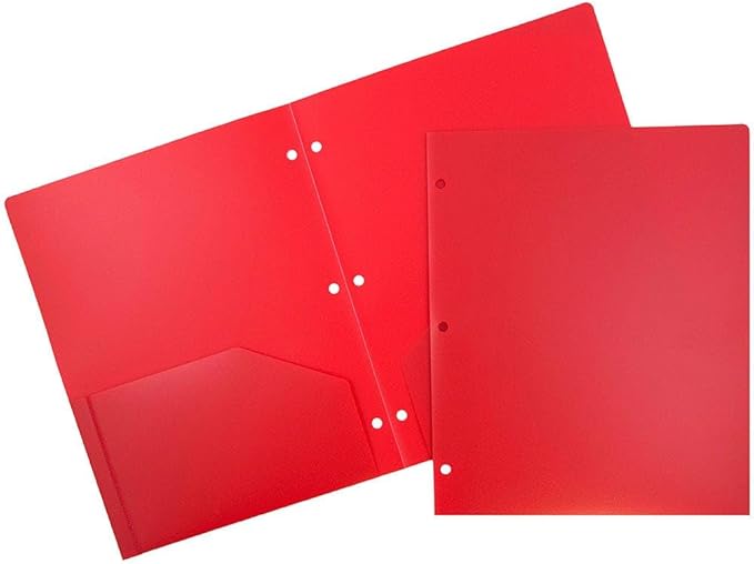 JAM PAPER Heavy Duty Plastic 3 Hole Punch Pocket Folders by JAMPaper