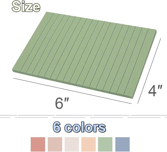 Lined Sticky Notes 4x6 in, Large Notepads - Image 3