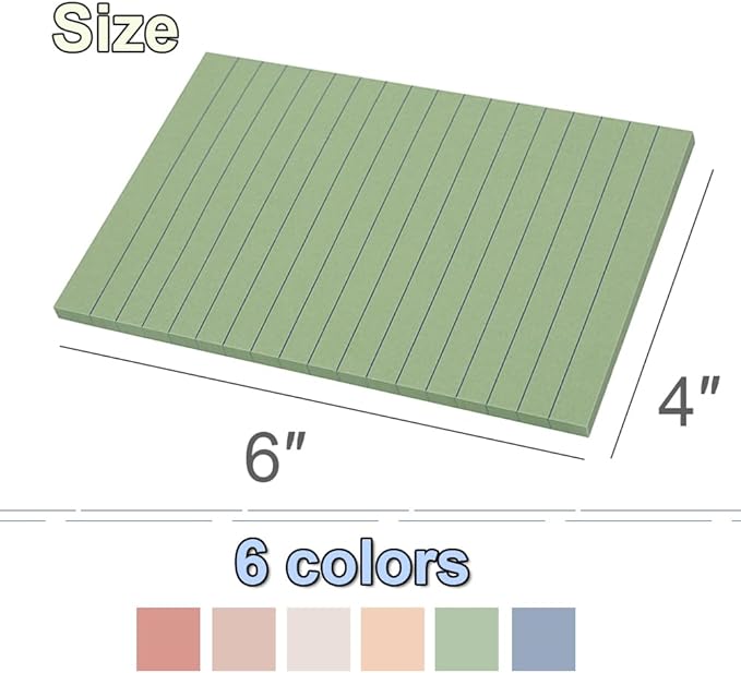 Lined Sticky Notes 4x6 in, Large Notepads - Image 3