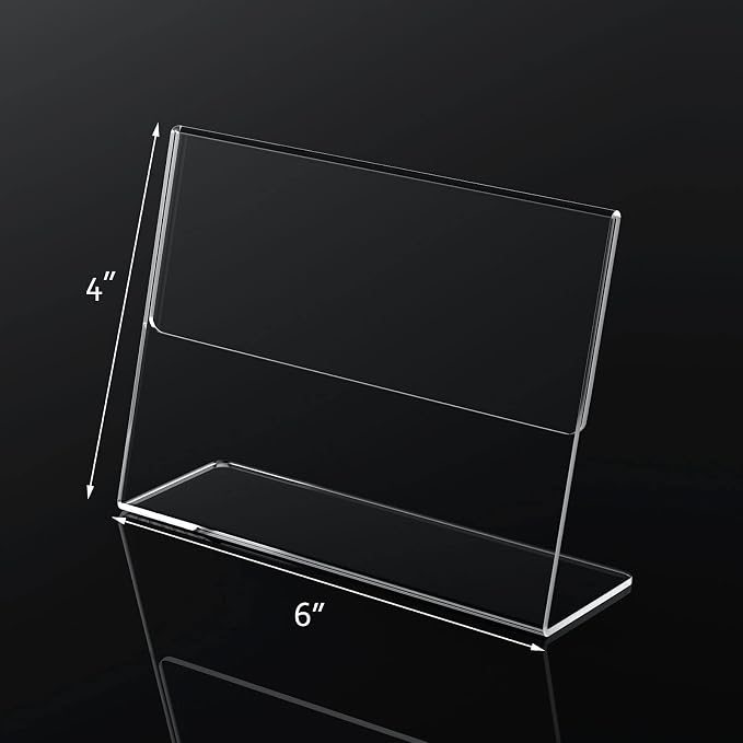 NIUBEE Slanted Back Acrylic Sign Holder 6 x 4 Inches, Restaurant -Horizontal - Image 3