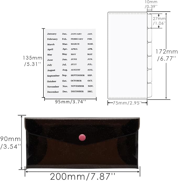 Black Cash Envelope Wallet PVC Budget Wallet - Image 2