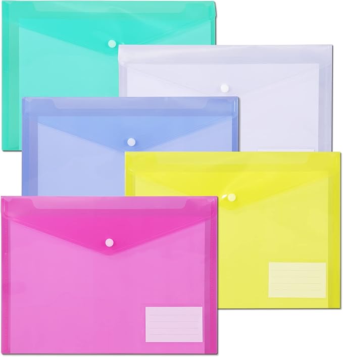 10 Pack Plastic Envelope Folders by AOGELI