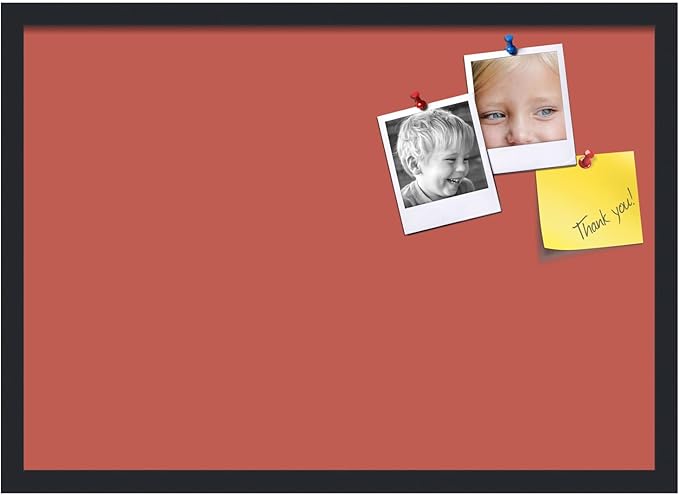 PinPix 27x19 Inch Cork Bulletin Board. This Decorative Framed Pin Board Comes with Crimson Pastel Design and a Satin Black Frame. Ideal for Home Office Decor or Message Board (PinPix-1807)-DeskLoop Office