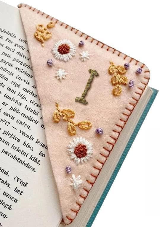 MOTEERLLU Personalized Hand Embroidered Corner Bookmark by MOTEERLLU
